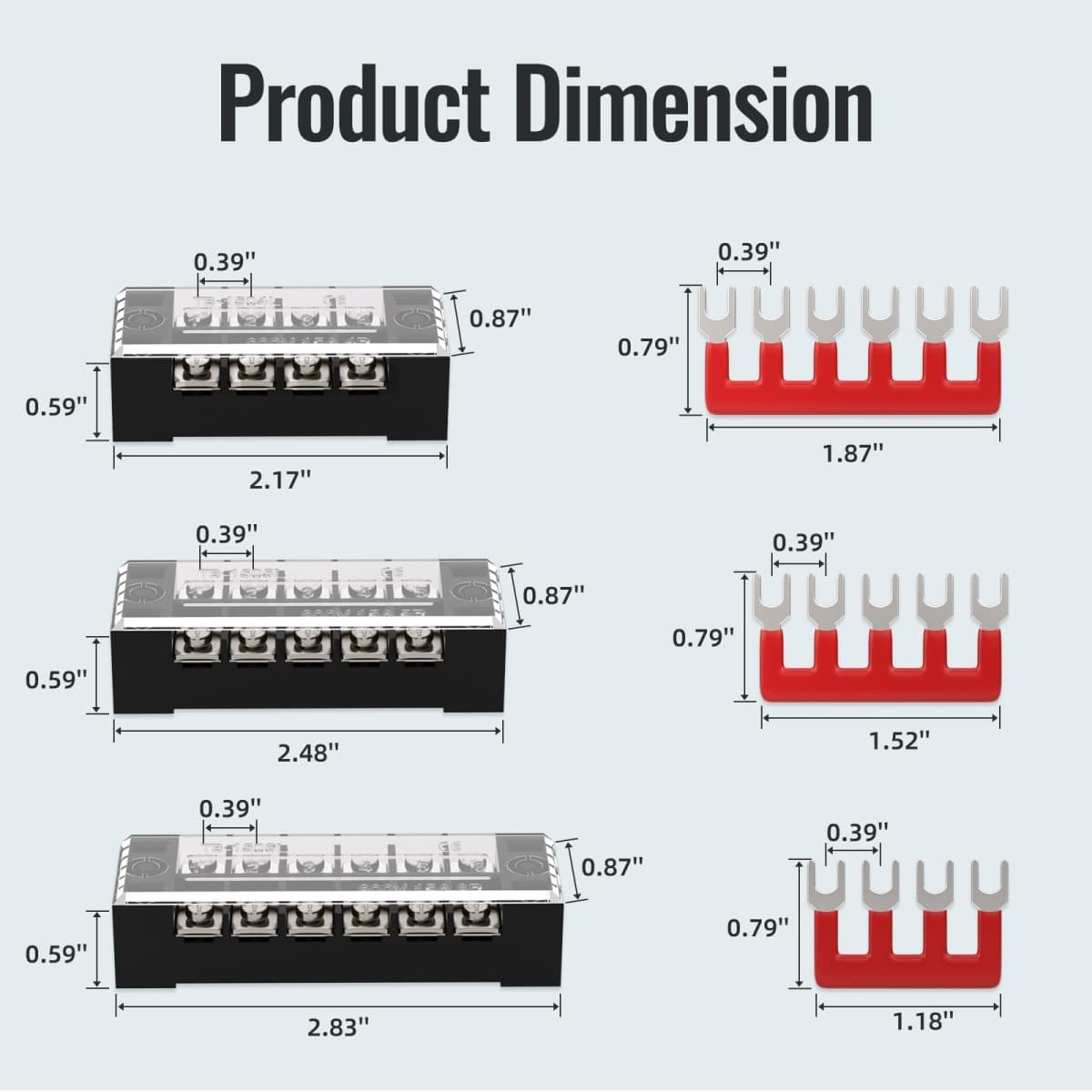 KERWINN 15A Screw Terminal Block, 4/5/6 Position Dual Row Covered, 400V Pre-Insulated Terminal Barrier Strips (6PCS 15A 4P/5P/6P+6PCS Wiring Strips) thumbnail 2