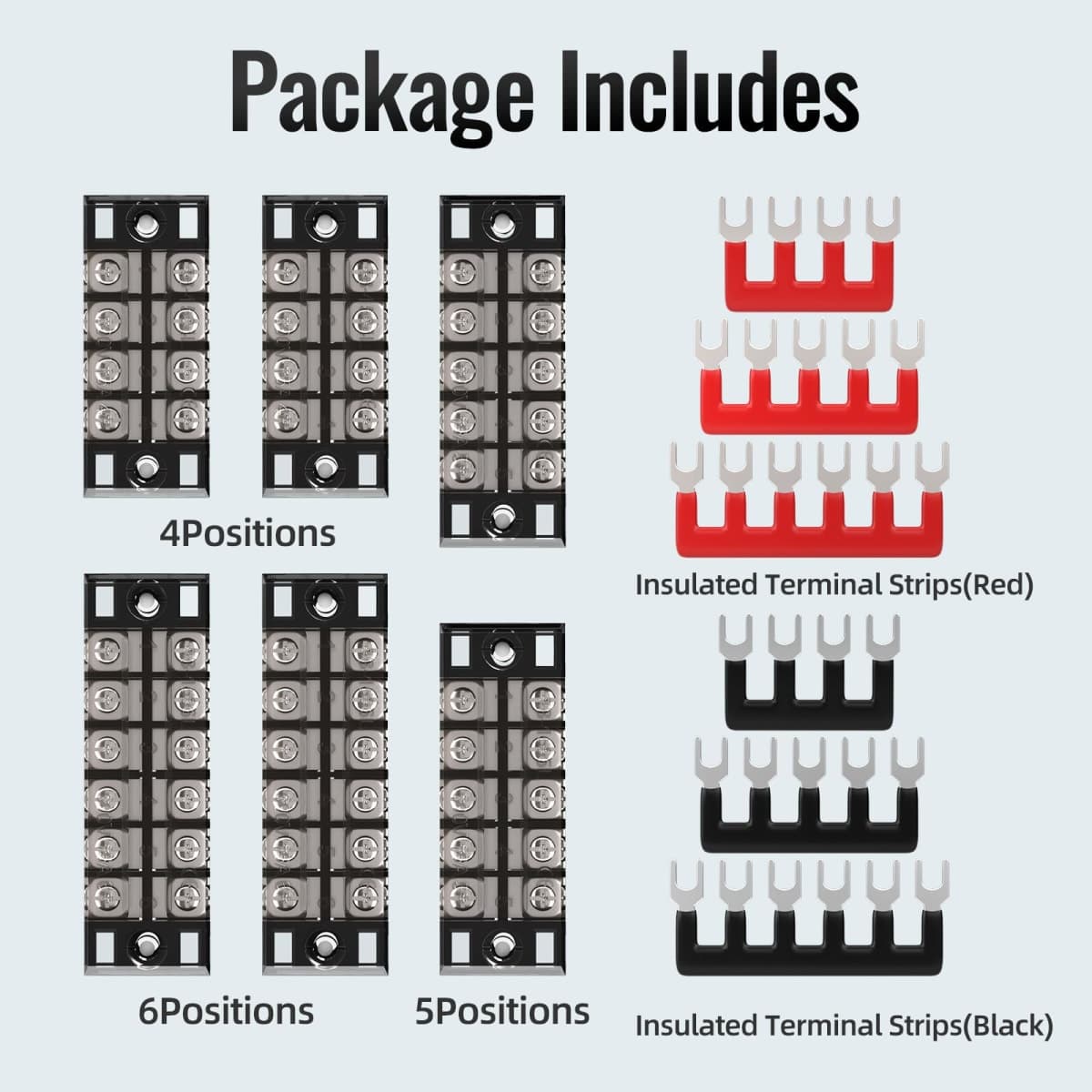 KERWINN 15A Screw Terminal Block, 4/5/6 Position Dual Row Covered, 400V Pre-Insulated Terminal Barrier Strips (6PCS 15A 4P/5P/6P+6PCS Wiring Strips) thumbnail 3