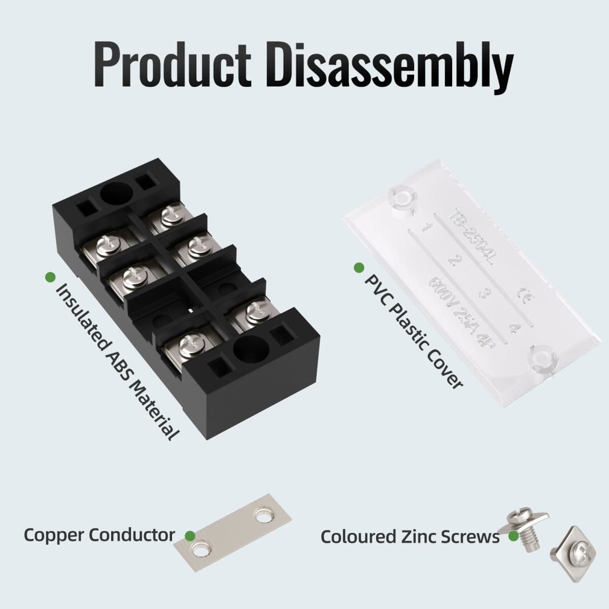 KERWINN 15A Screw Terminal Block, 4/5/6 Position Dual Row Covered, 400V Pre-Insulated Terminal Barrier Strips (6PCS 15A 4P/5P/6P+6PCS Wiring Strips) thumbnail 4