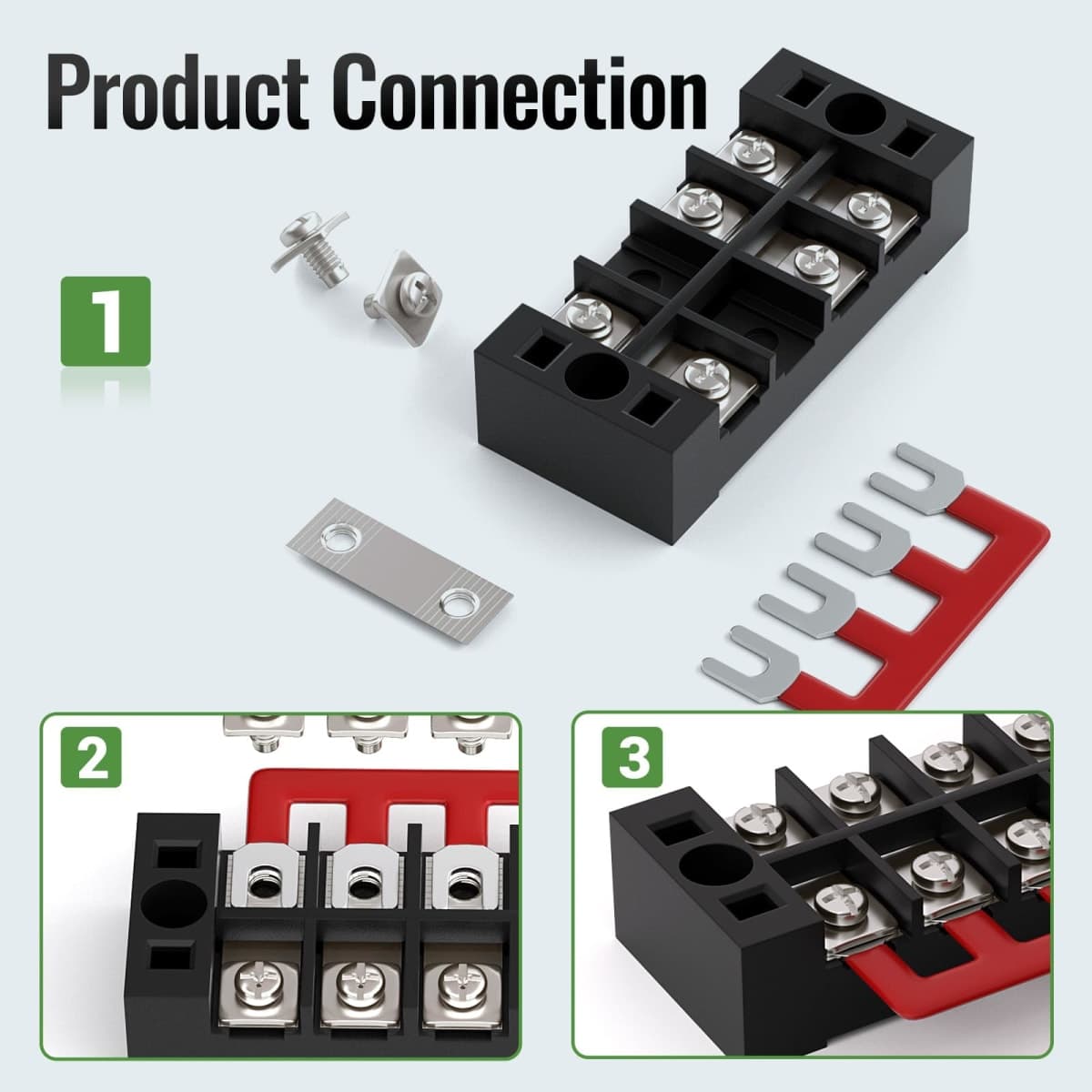 KERWINN 15A Screw Terminal Block, 4/5/6 Position Dual Row Covered, 400V Pre-Insulated Terminal Barrier Strips (6PCS 15A 4P/5P/6P+6PCS Wiring Strips) thumbnail 5