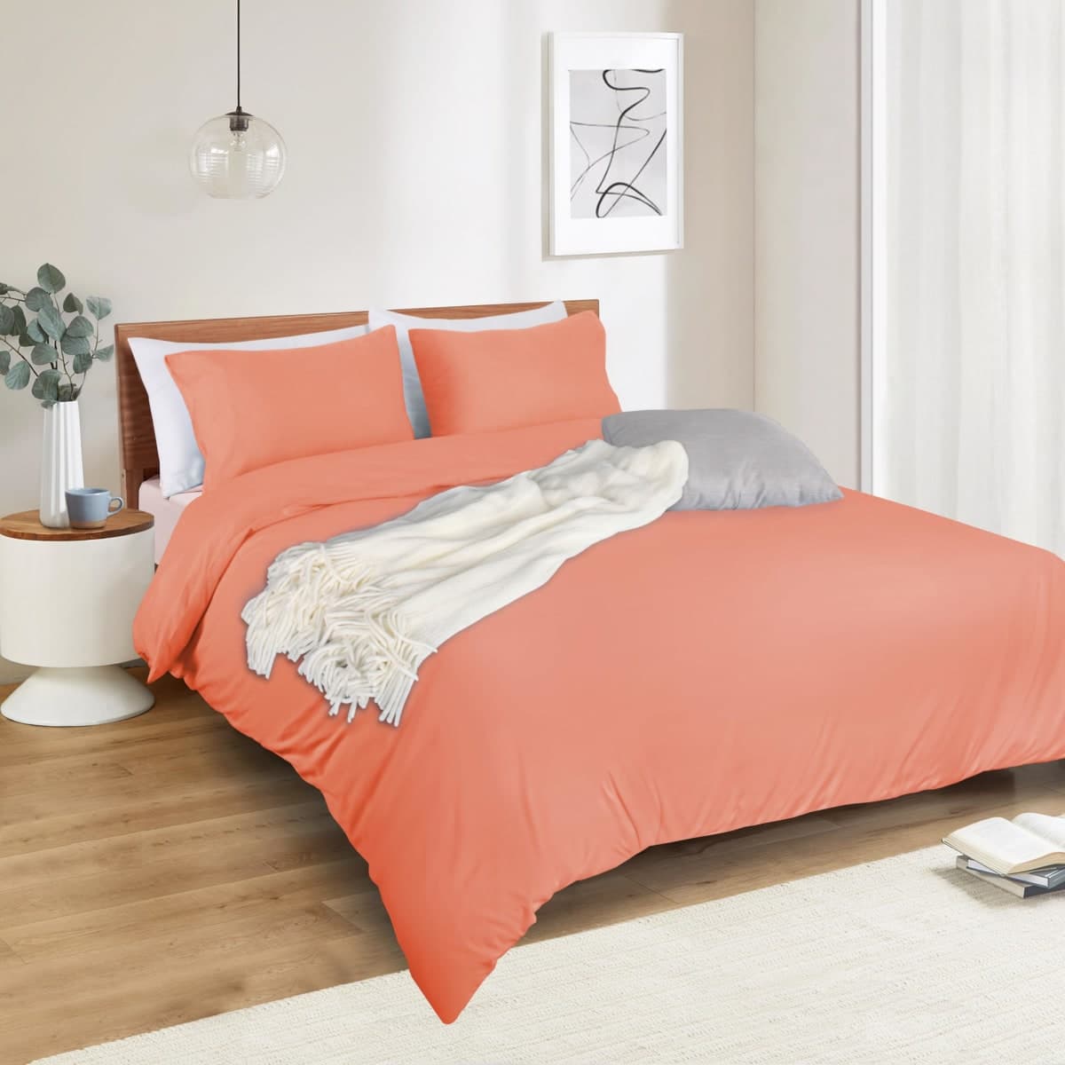 Mejoroom Coral Duvet Cover King - Comforter Cover - Soft and Breathable Bedding Duvet Cover with Zipper Closure, 3Pieces, 1 Duvet Cover (104x90) and 2 Pillow Cases(20x36) thumbnail 3