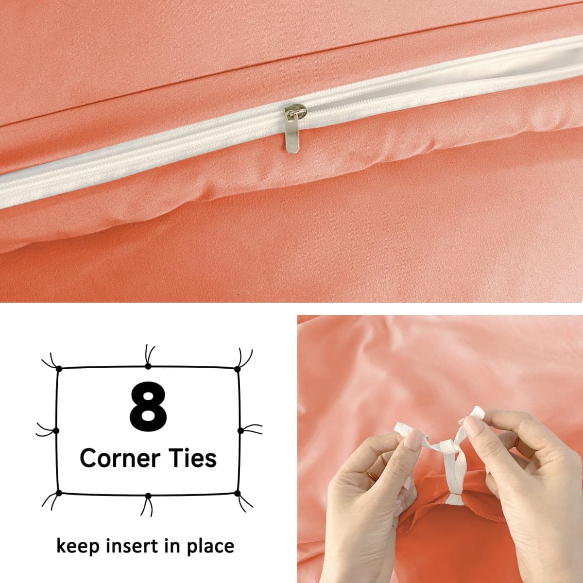 Mejoroom Coral Duvet Cover King - Comforter Cover - Soft and Breathable Bedding Duvet Cover with Zipper Closure, 3Pieces, 1 Duvet Cover (104x90) and 2 Pillow Cases(20x36) thumbnail 4