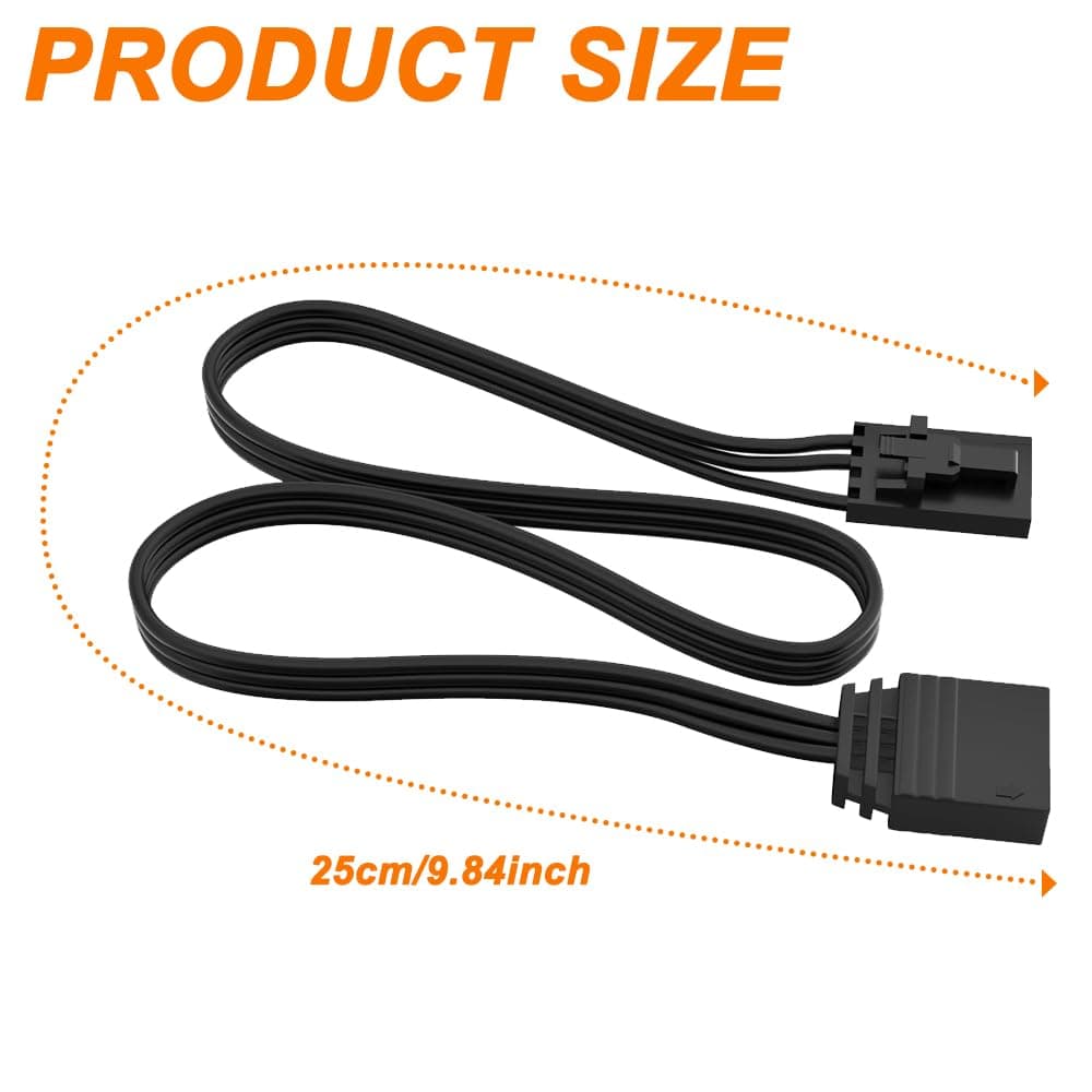 DKARDU 4 Pin to 3 Pin RGB Adapter Cable for Corsair RGB, 5V 3Pin ARGB Device Connector Cord, Lighting Node CORE, Commander CORE and iCUE Commander CORE-XT, Smart Lighting (10cm/3.94in, 3pcs) thumbnail 2