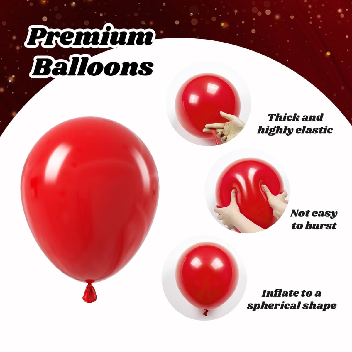 Red Black and Gold Balloons, 60pcs 12" Red Black Gold Confetti Balloons for Birthday Casino Party Decorations thumbnail 3