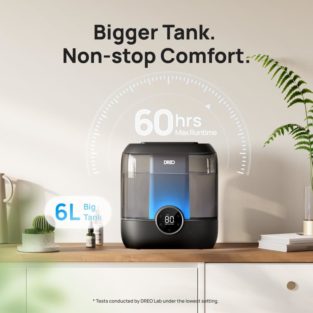 Dreo Smart Humidifiers for Bedroom, 6L Top Fill Supersized Cool Mist Humidifier for Large Room, 60 Hour Runtime, Quiet Ultrasonic Humidifiers for Plants, Baby, Indoor, Home, Night Light, Black thumbnail 2