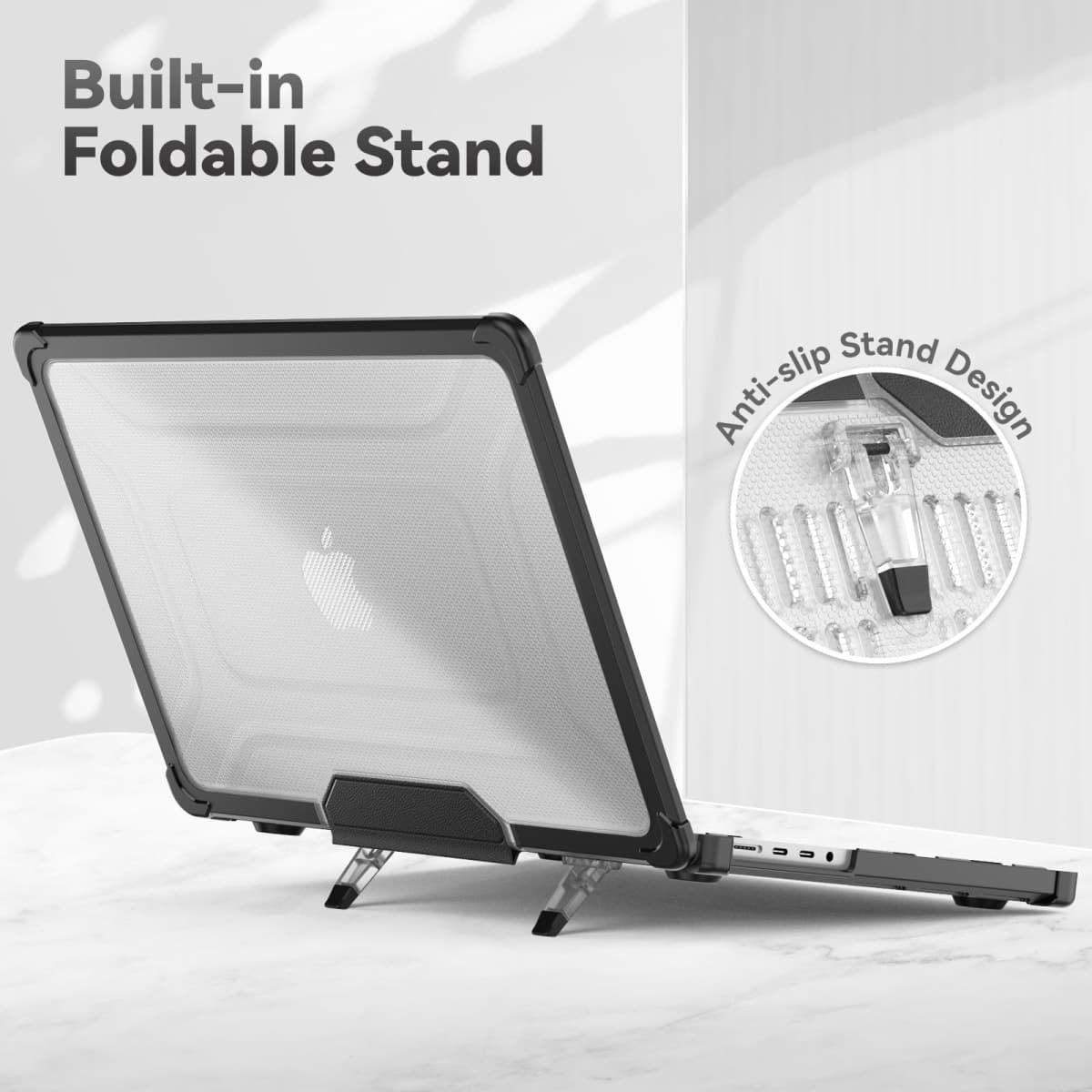 HXCASEAC Compatible with MacBook Pro 14 inch Case 2026 2025 2024 2023 2021,Anti-Scratching Protective Hard Cover with Foldable Stand M5 M4 M3 M2 M1 (A3426 A3434 A3401 A3112 A2918 A2992 A2442), Black thumbnail 5