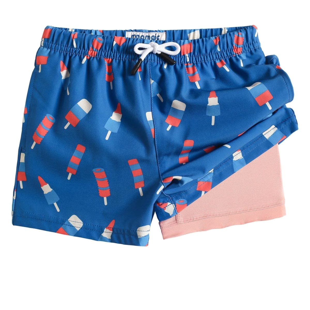 maamgic Mens Swim Trunks with Compression Liner 5" Stretch Beach Shorts Quick Dry with Zipper Pockets No-Chafing Board Shorts, Blue Shark, Medium
