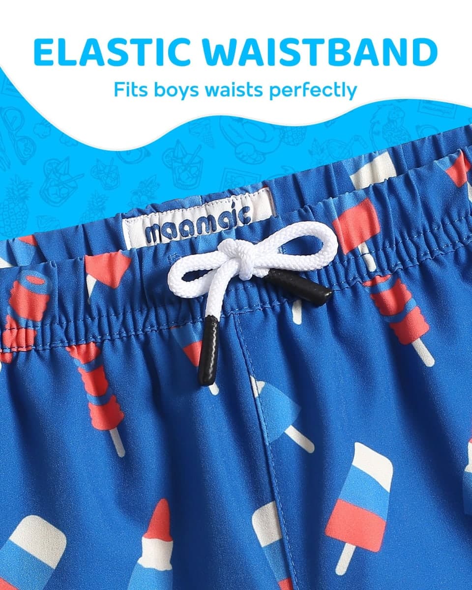 maamgic Mens Swim Trunks with Compression Liner 5" Stretch Beach Shorts Quick Dry with Zipper Pockets No-Chafing Board Shorts, Blue Shark, Medium thumbnail 3