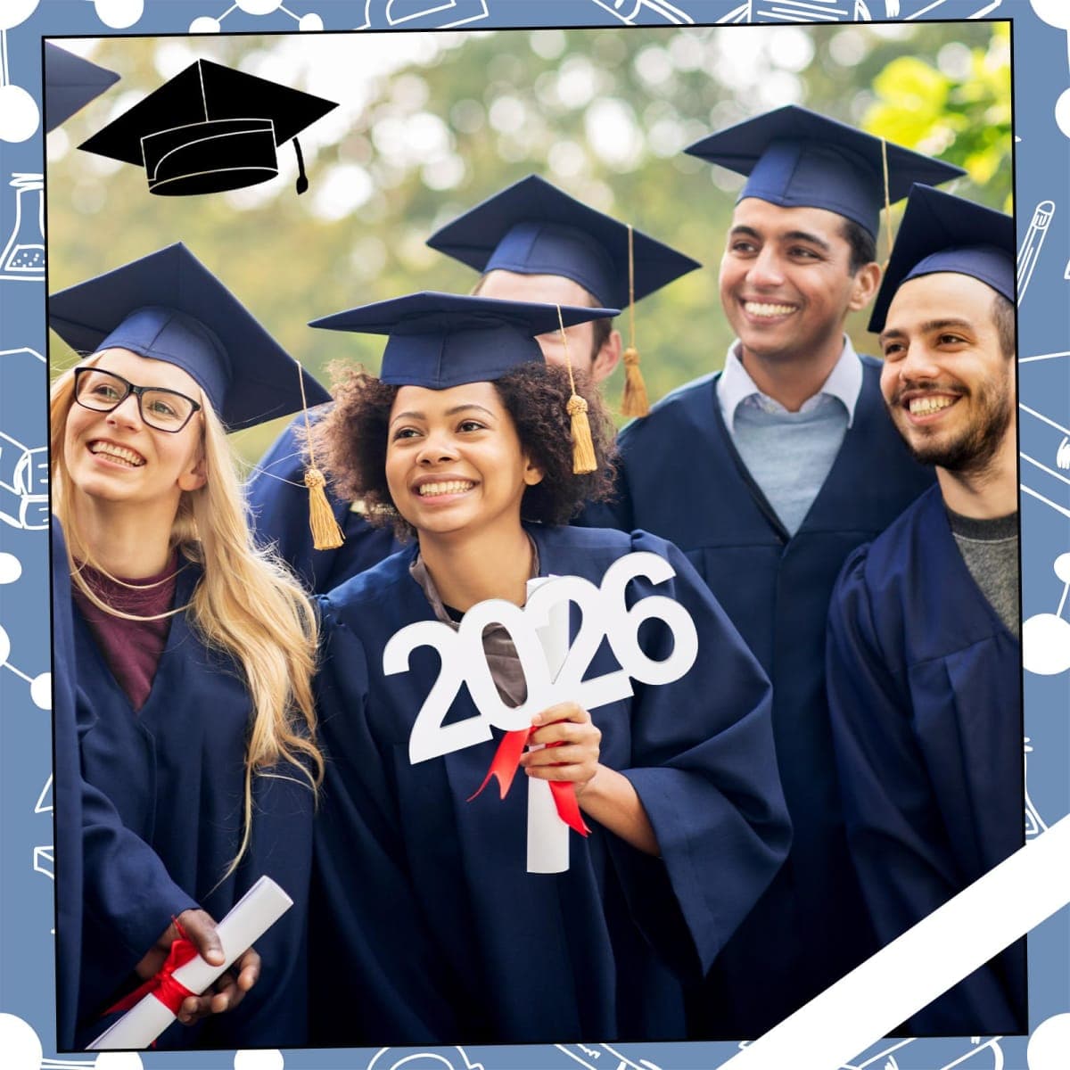 AceOrbit 2026 Graduation Decorations Centerpieces Sign 13.4" x 6.7" Wooden Number 2026 for New Year Graduation Decorations Photo Booth Props for High School Seniors College Party Classroom thumbnail 4