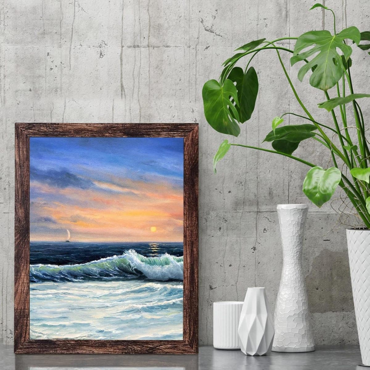 LUCKYLIFE 11x14 Picture Frame Set of 2,Made of Real Glass for Wall Mounting,Brown thumbnail 2