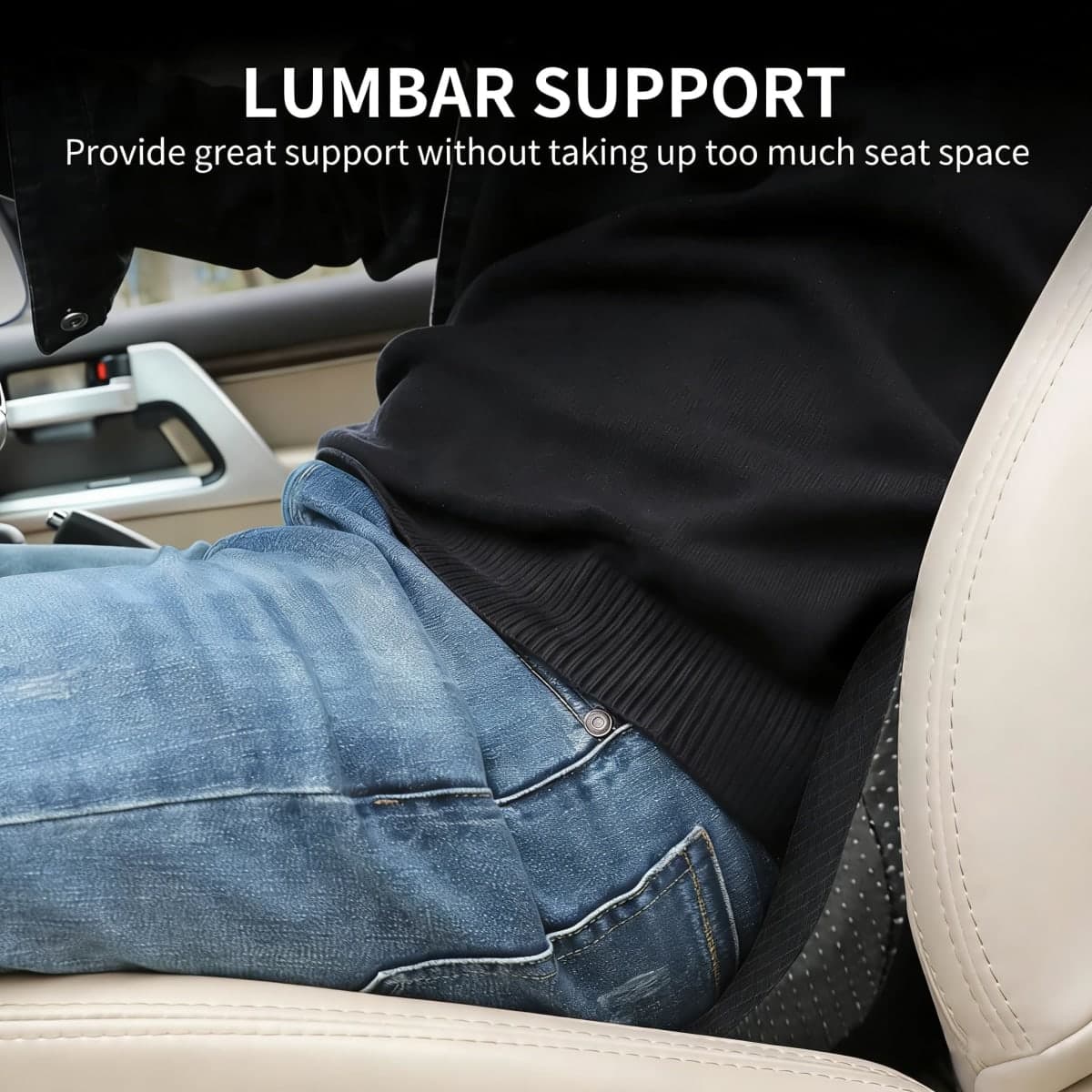 Livtribe Car Seat Cushion - Memory Foam Car Seat Pad - Sciatica & Lower Back Pain Relief - Car Seat Cushions for Driving - Road Trip Essentials for Drivers(Black) thumbnail 4