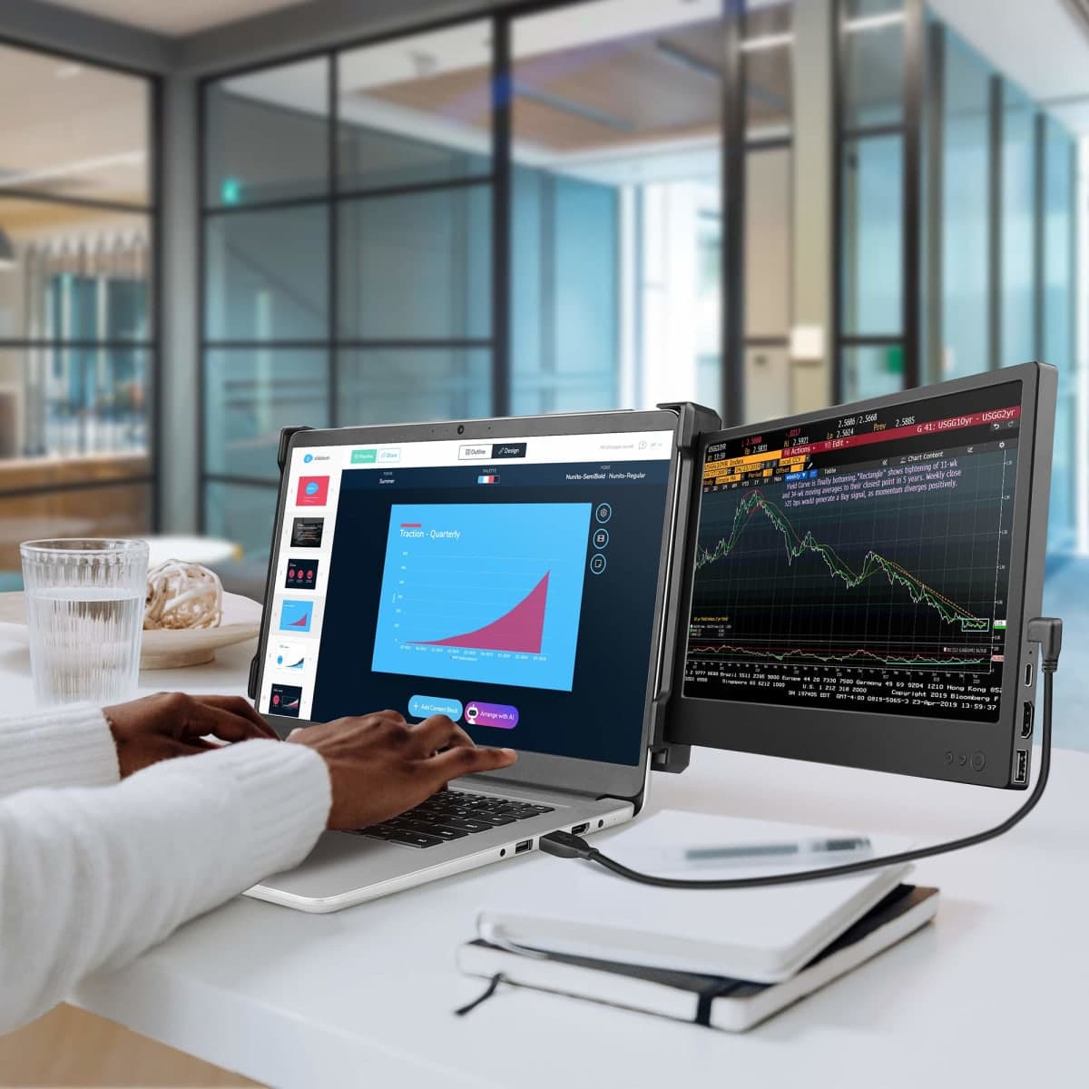 Ofiyaa P1 Portable Monitor Laptop Screen Extender Dual 11.6'' Display FHD IPS USB-A/Type-C/HDMI 2 Speakers Monitor Extender for PS5 Compatible with 13''-16'' Mac PC/Notebook (11.6 inch) thumbnail 3