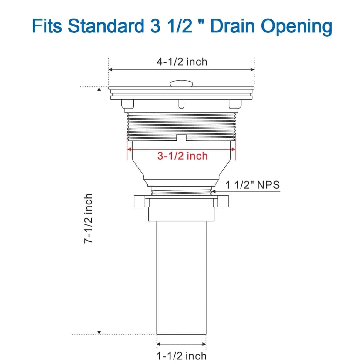 OUGOO 3-1/2-inch Kitchen Sink Drain, Stainless Steel Removable Deep Basket Strainer, Black Sink Drain with Tailpiece thumbnail 2