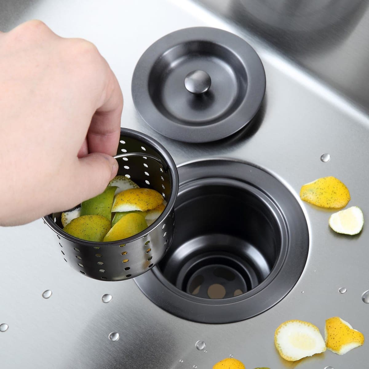 OUGOO 3-1/2-inch Kitchen Sink Drain, Stainless Steel Removable Deep Basket Strainer, Black Sink Drain with Tailpiece thumbnail 5