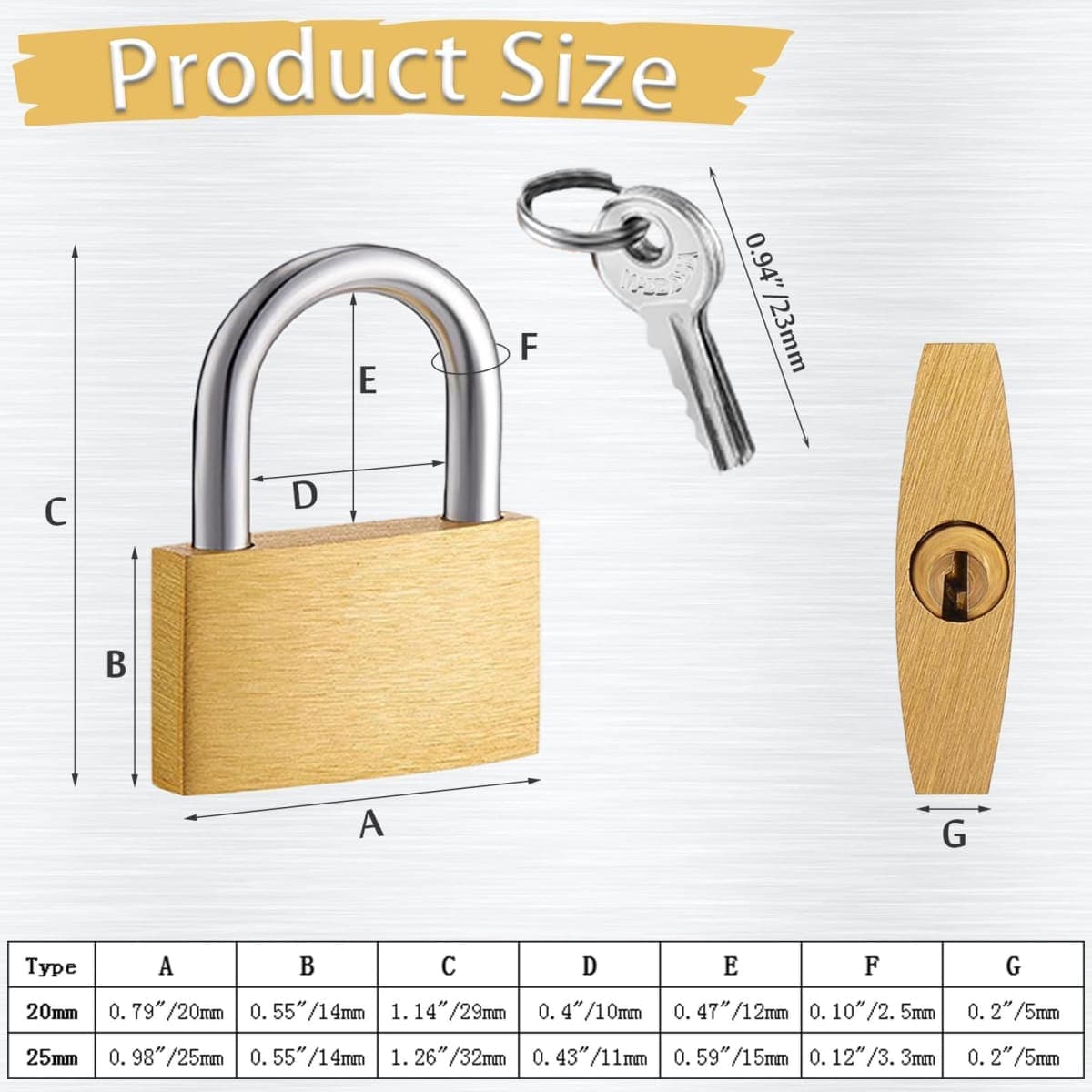 2 Pcs Small Solid Brass Locks with Keys, 20mm + 25mm Mini Key Locks, for Luggage, Backpack, Gym Locker, Jewelry Box (20-25mm) thumbnail 2