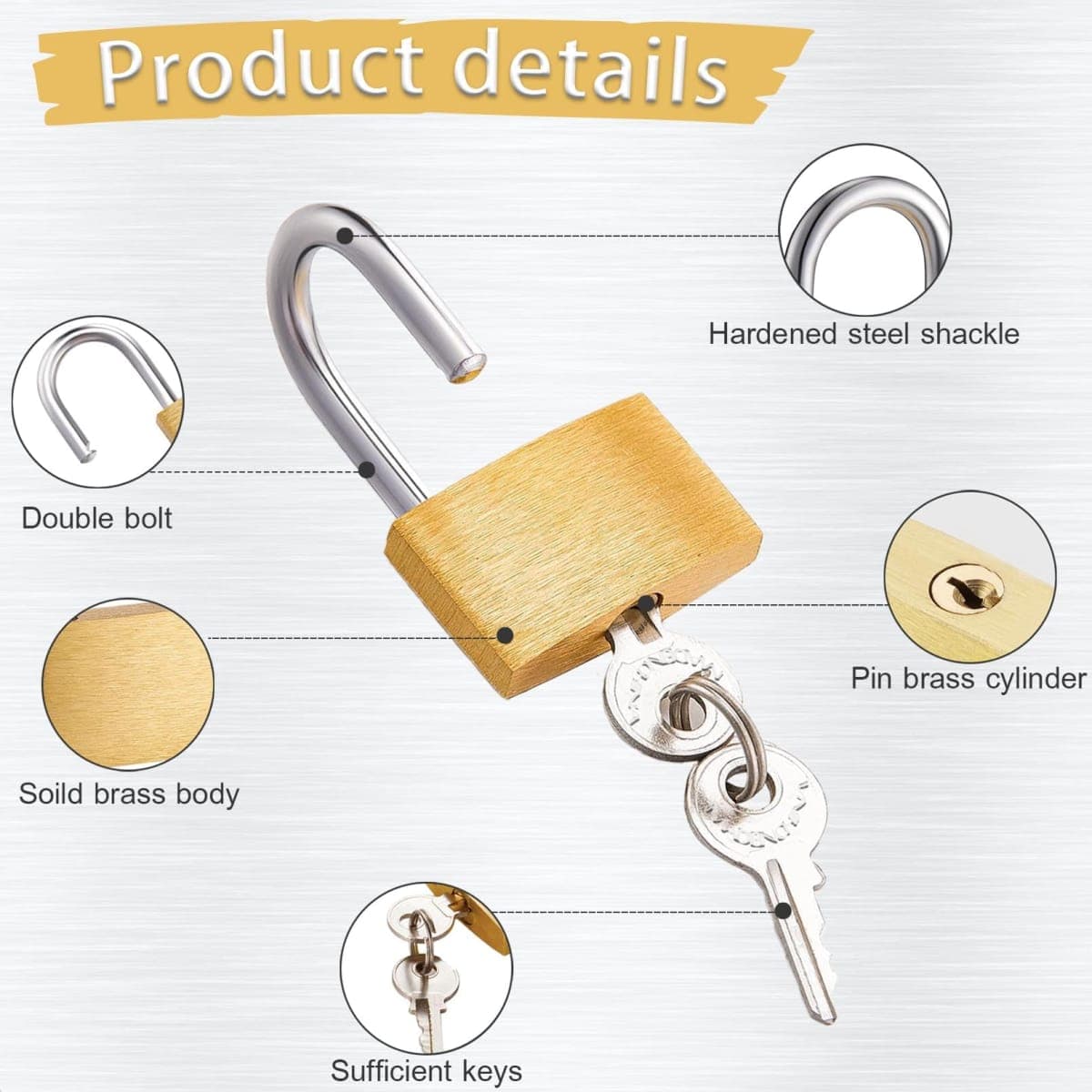 2 Pcs Small Solid Brass Locks with Keys, 20mm + 25mm Mini Key Locks, for Luggage, Backpack, Gym Locker, Jewelry Box (20-25mm) thumbnail 4