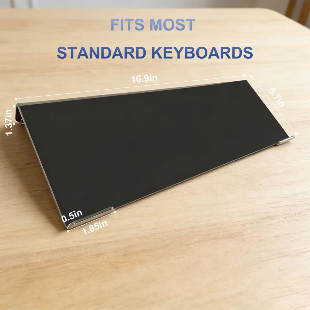 Gecnroi Acrylic Tilted Computer Keyboard Stand Holder, 16.9" x 5.7" Keyboard Riser with Silicone Anti-Slip Strip, Keyboard Tray for Easy Ergonomic Typing for Office Desk, Home, School (Black) thumbnail 2