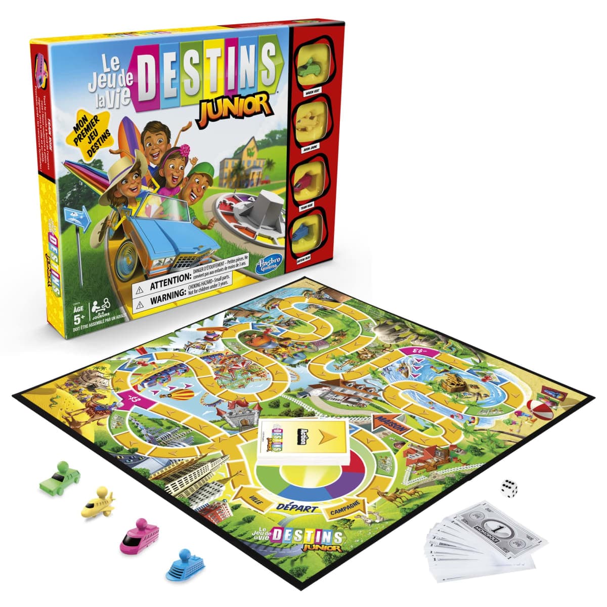 The Game of Life Junior Board Game for Kids Ages 5 and Up, Game for 2-4 Players (French) thumbnail 4