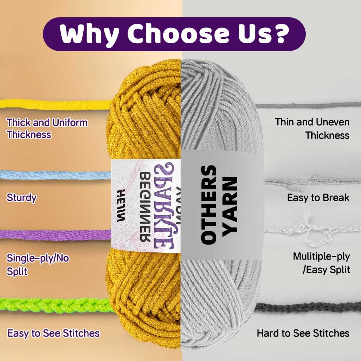 120g Laser Red Yarn for Crocheting and Knitting; 120m(144yds) for Beginners with Easy-to-See Stitches; Worsted-Weight Medium #4; Yarn for Beginners Crochet Kit Making thumbnail 4