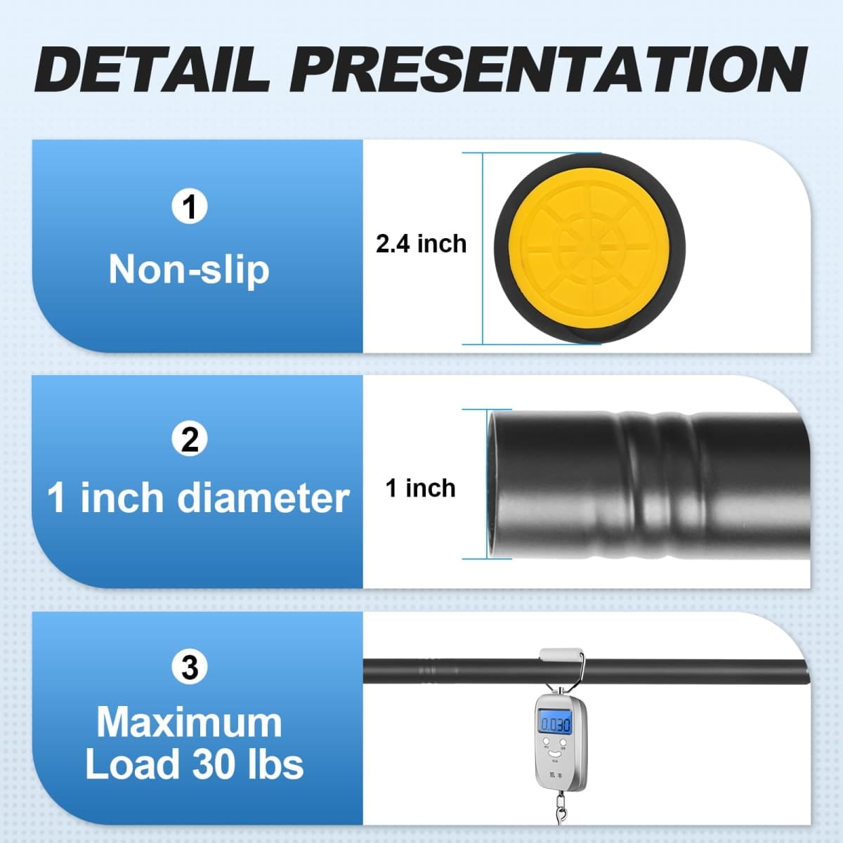 CorkLatta Black Shower Curtain Rod 31 to 80 Inch,1 Inch Diameter Adjustable Spring Tension Stainless Steel Telescoping Rod,Easy Install,No Rust thumbnail 3