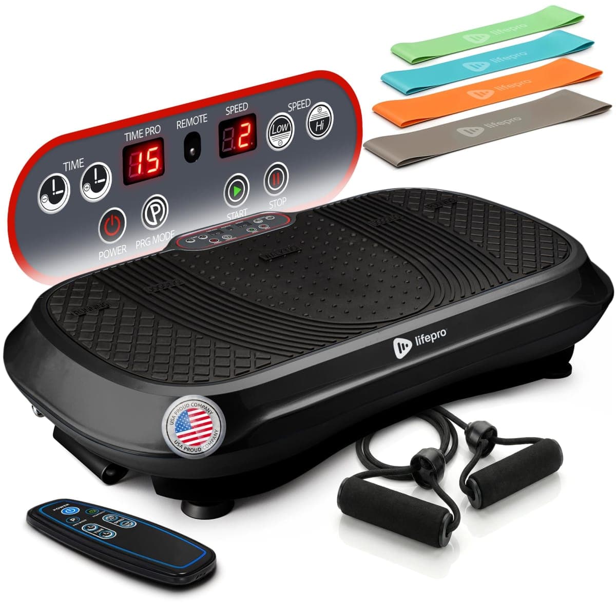 Lifepro Waver Vibration Plate Exercise Machine – Whole Body Oscillation Platform w/ 99 Speed Levels & 9 Programs – Remote Control, Loop & Resistance Bands for Full Body Home Gym Workout