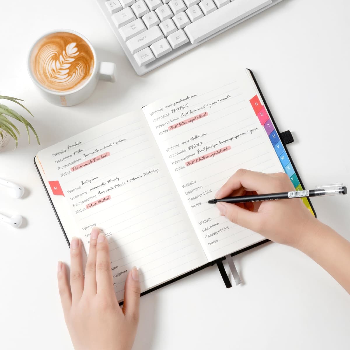 Password Book with Colorful Alphabetical Tabs (5.7" x 8.4") – Hardcover Internet Password Organizer for Website Logins, Home & Office Use, Flower Cover thumbnail 3