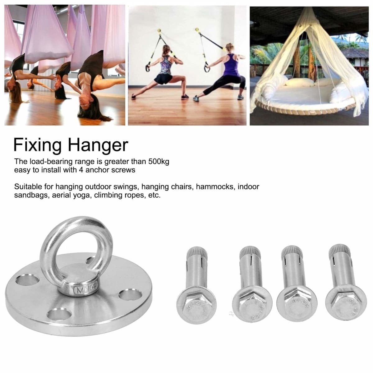Chazcool Swing Fixing Hook, Stainless Steel Swing Hanger, Swing Mount for Outdoor Swing Hanging Chair, 500kg Bearing Range Fixing Hanger (Dg-08) thumbnail 5