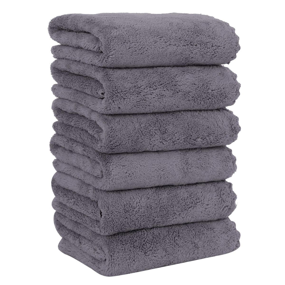 MOONQUEEN 6 Pack Premium Hand Towels - Quick Drying - Microfiber Coral Velvet Highly Absorbent Towels - Multipurpose Use as Hotel, Bathroom, Shower, Spa, Hand Towel 16 x 28 inches (Gray) — image 1