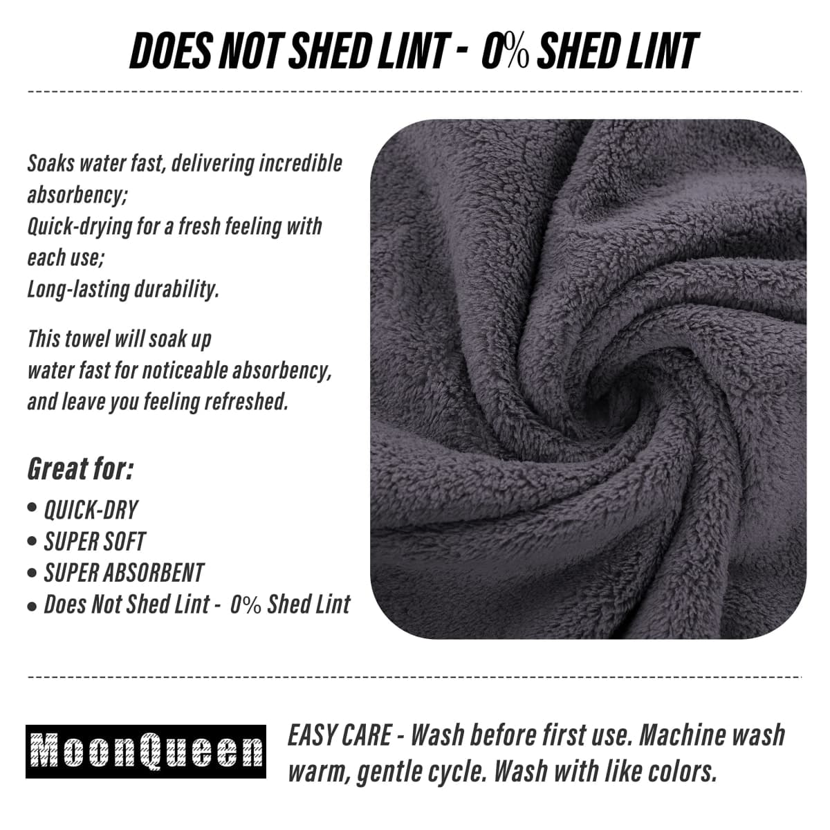 MOONQUEEN 6 Pack Premium Hand Towels - Quick Drying - Microfiber Coral Velvet Highly Absorbent Towels - Multipurpose Use as Hotel, Bathroom, Shower, Spa, Hand Towel 16 x 28 inches (Gray) thumbnail 4