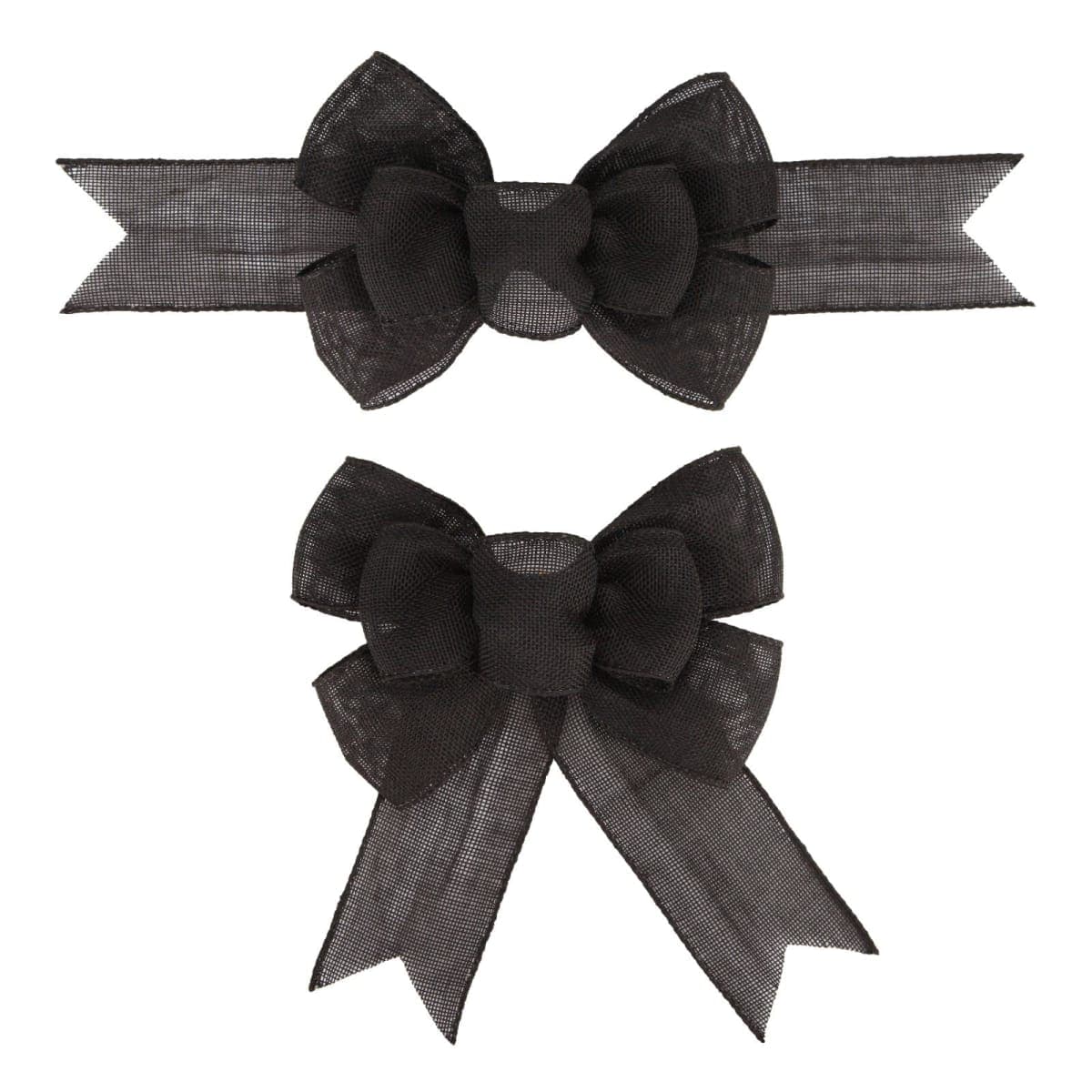 Meseey 2 Pcs Black and White Buffalo Plaid Wired Ribbon Handmade Premade Burlap Bows for Wreaths Tree Decorations Gift Wrapping Outdoor Decoration (Black and White Plaid) — image 1