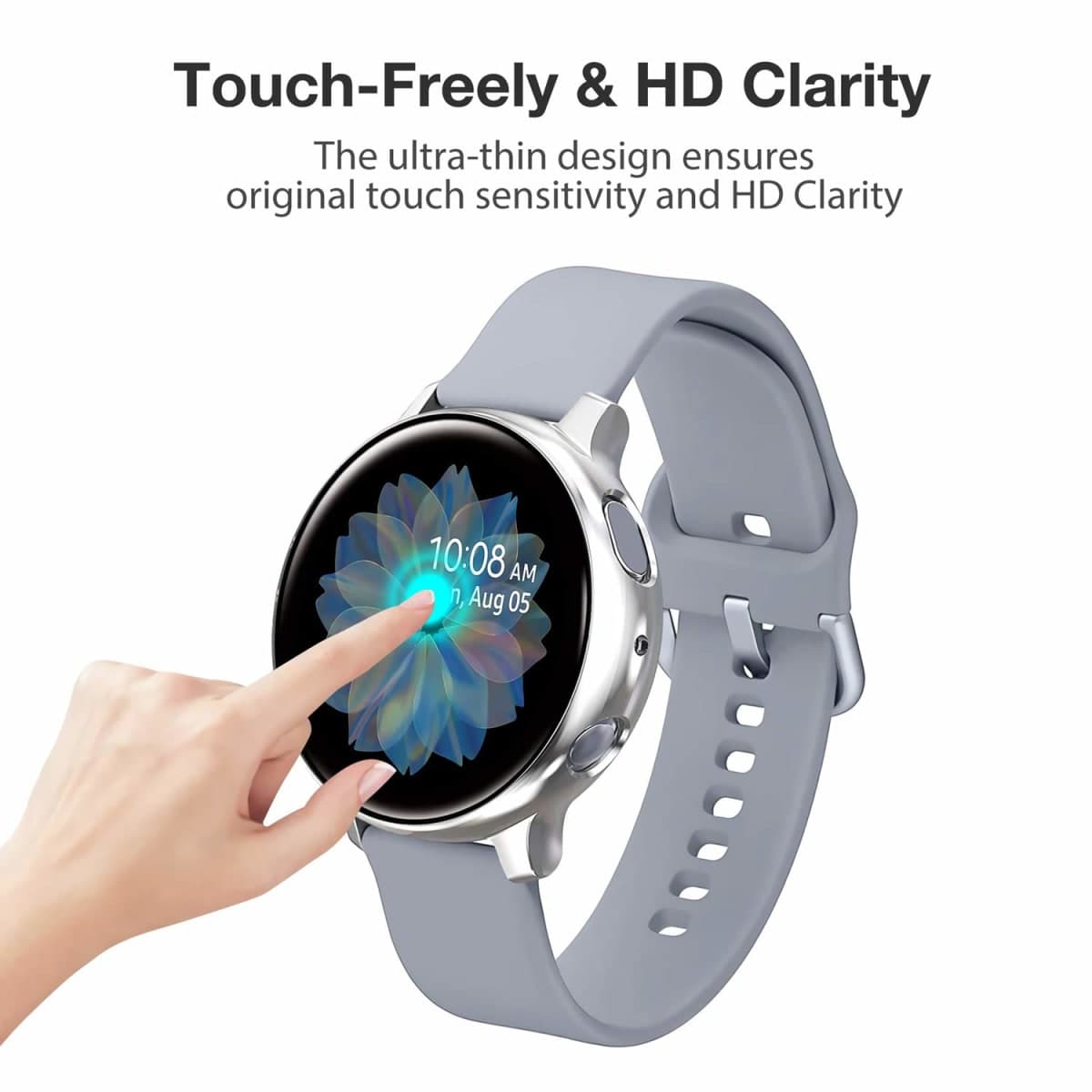 Yolovie (4 Pack) Screen Protector Case Compatible for Samsung Galaxy Watch Active 2 40mm Silicone Bumper Protective Shell Face Cover (Active2 40mm Clear/Silver/Black/Gray) thumbnail 4