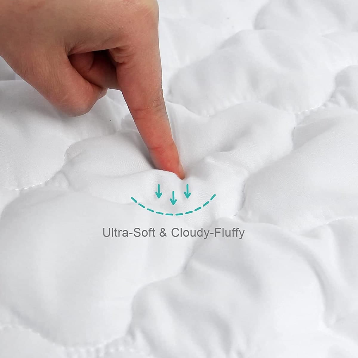 Crib Mattress Protector Sheets Fitted Waterproof Crib Mattress Pad Cover, Noiseless & Machine Wash 100% Absorbent Crib/Toddler Mattress Protector Sheet Quilted, White, 52" x 28" thumbnail 2