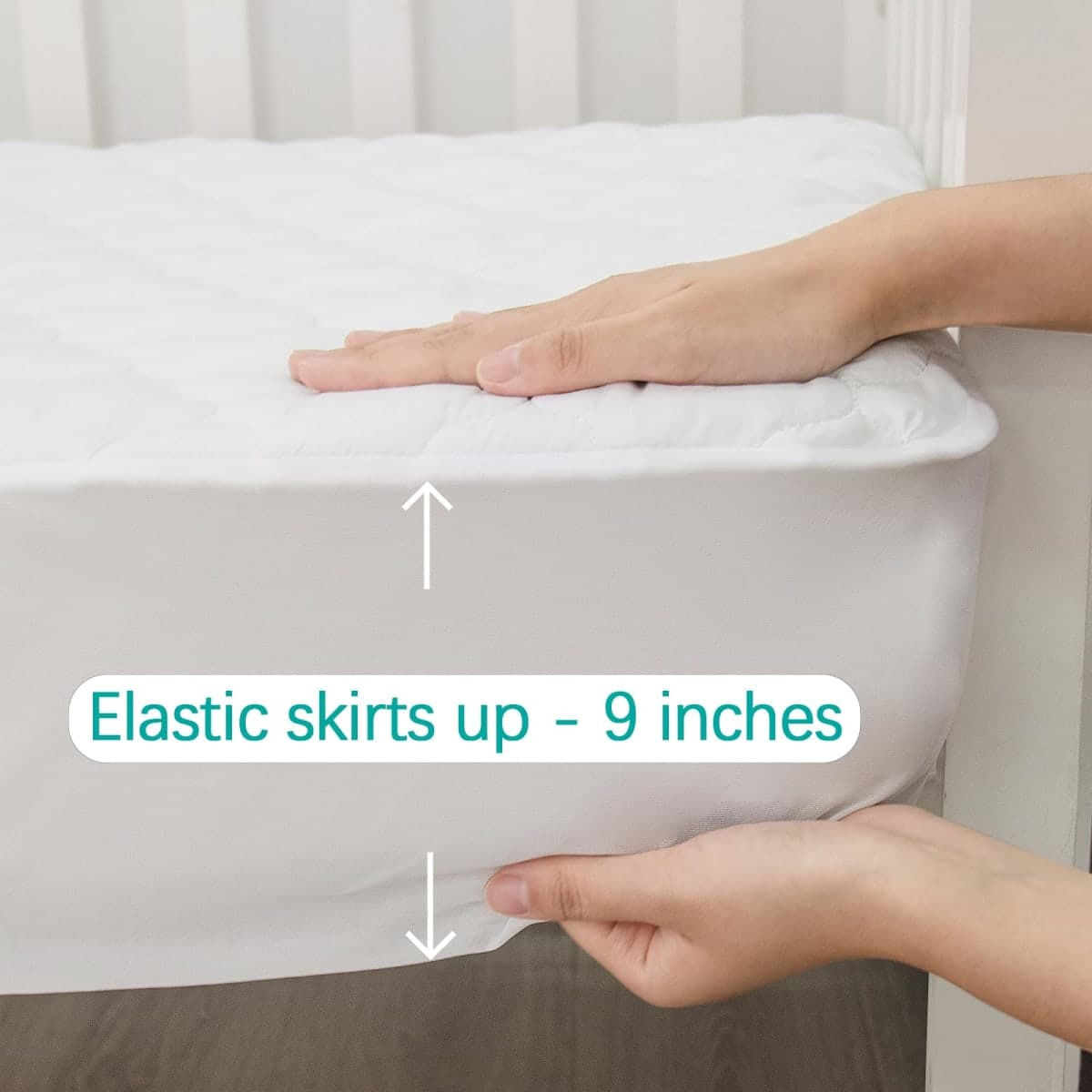 Crib Mattress Protector Sheets Fitted Waterproof Crib Mattress Pad Cover, Noiseless & Machine Wash 100% Absorbent Crib/Toddler Mattress Protector Sheet Quilted, White, 52" x 28" thumbnail 4