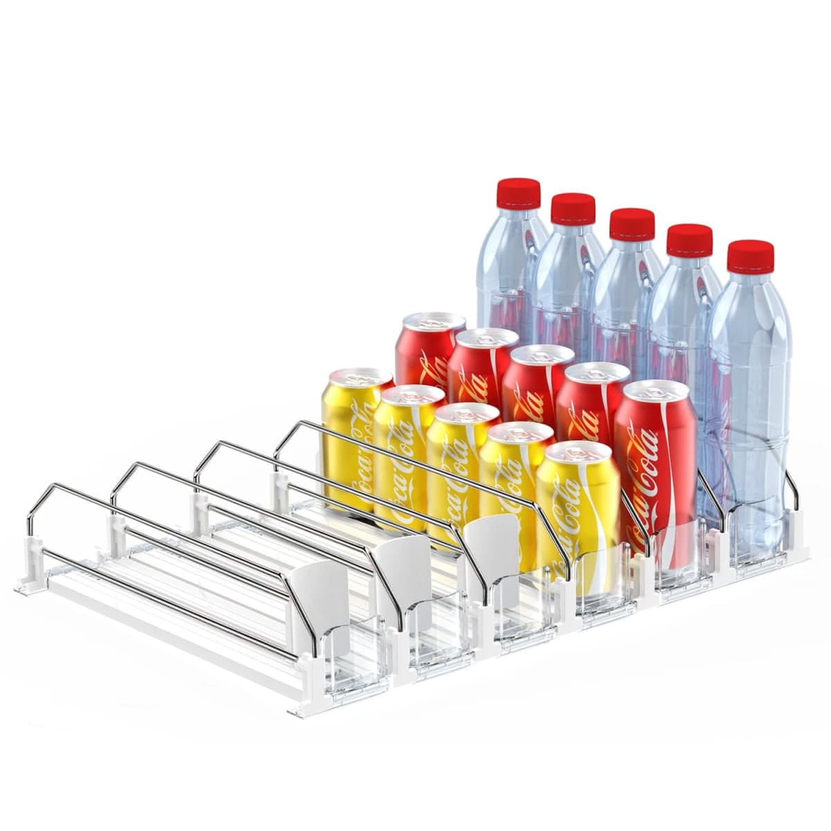 Fridge Drink Organizer,Automatic Pusher Glide Refrigerator Organizer and Adjustable Width - Storage 30 Cans — image 1