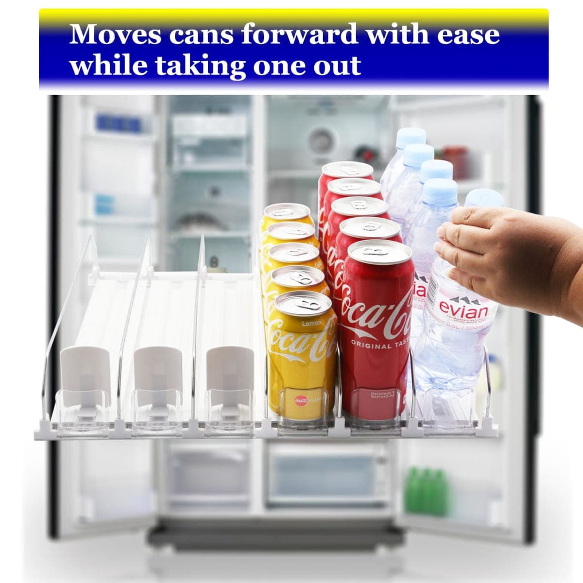 Fridge Drink Organizer,Automatic Pusher Glide Refrigerator Organizer and Adjustable Width - Storage 30 Cans thumbnail 2