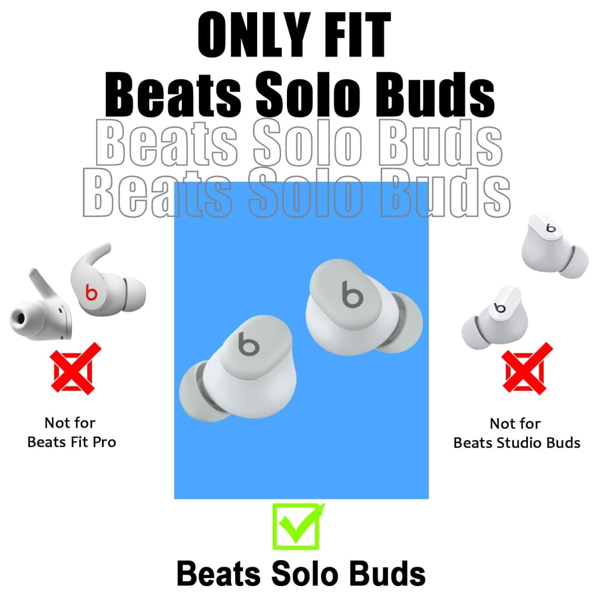 WADVCU Ear Hooks for Beats Solo Buds, 5 Pairs Ear Hook Compatiable with Beats Solo Bud 2024 Silicone Accessories Anti-Slip Ear Covers Holder [Not Fit in The Charging Case](Black) thumbnail 4