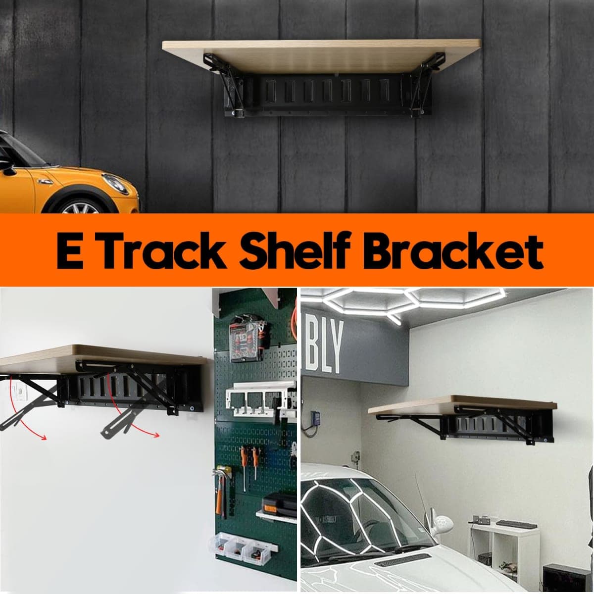 2PK E-Track Shelf Bracket,12" Double-Joint Foldable Steel for Trailers/Vans thumbnail 5