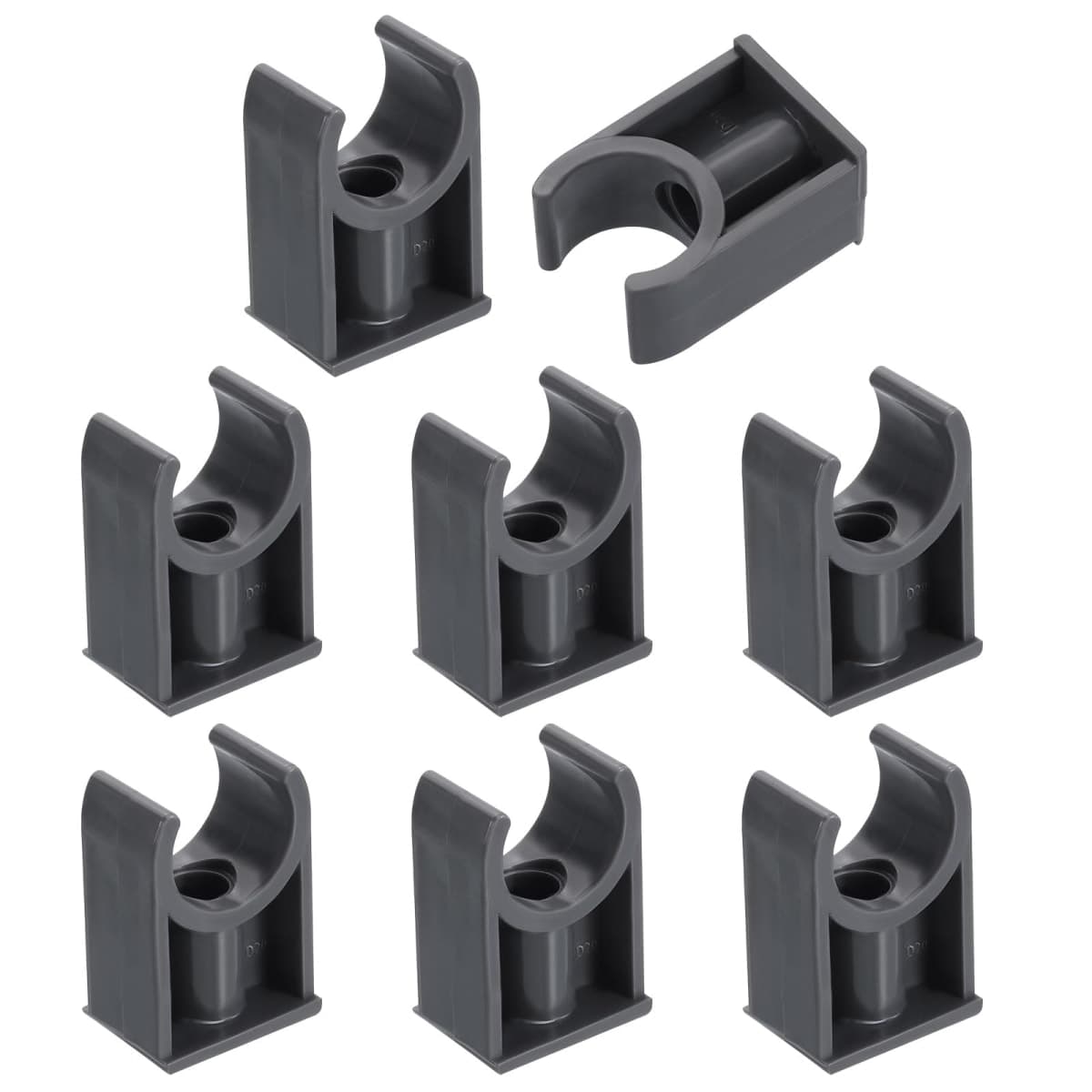 uxcell 8Pcs PVC Water Pipe Clamps Clips, U-Shaped Tubing Hose Buckles, Irrigation Tube Holder for 20mm OD for TV Trays Tube Hose Hanger Support Tubing, Gray — image 1