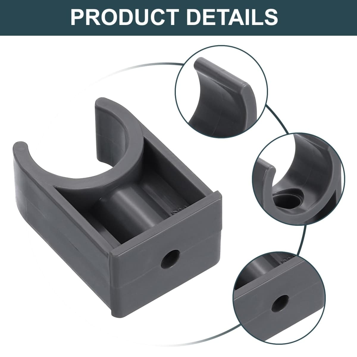 uxcell 8Pcs PVC Water Pipe Clamps Clips, U-Shaped Tubing Hose Buckles, Irrigation Tube Holder for 20mm OD for TV Trays Tube Hose Hanger Support Tubing, Gray thumbnail 3