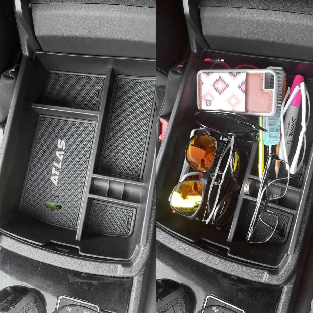 EDBETOS Center Console Organizer Tray Compatible with Atlas Accessories 2018 2019 2020 2021 2022 2023 Secondary Armrest Storage Glove Box Divider ABS Black Materials thumbnail 4