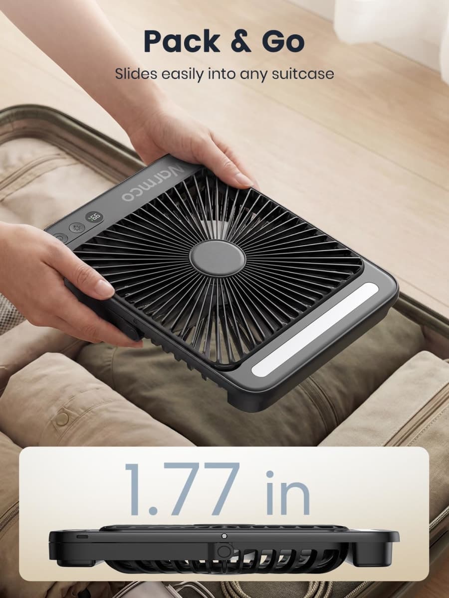Warmco 20000mAh 8-inch Portable Camping Desk Fan, [15-48H Working Hours] Ultra-thin LED Light Rechargeable Battery Powered Travel Fan for Outdoor, Indoor, Cruise Essentials thumbnail 5