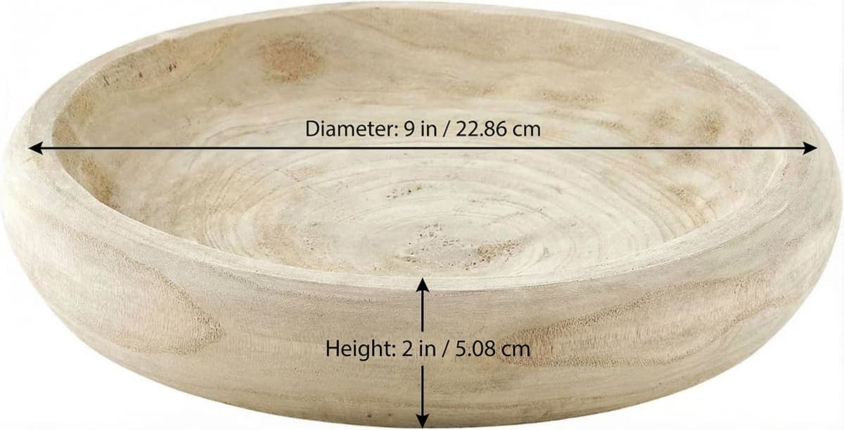 BOLTCORRSE Wooden Decorative Bowl – Hand Carved Natural Wood Fruit Bowl, Rustic Farmhouse Dough Bowl Decor, Wooden Serving Bowl for Coffee Table, Entryway Key Bowl or Kitchen Centerpiece thumbnail 2