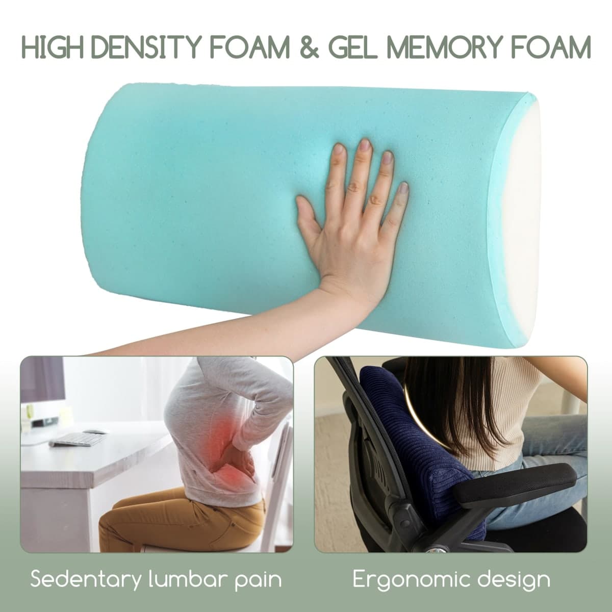 HIGOGOGO Lumbar Support Pillow for Recliner Chair/Accent Chair/Couch, Memory Foam Back Support Cushion for Elderly, Recliner Cushions for Back Rest, Pain Relief, Reading, Washable Cover, Navy thumbnail 3