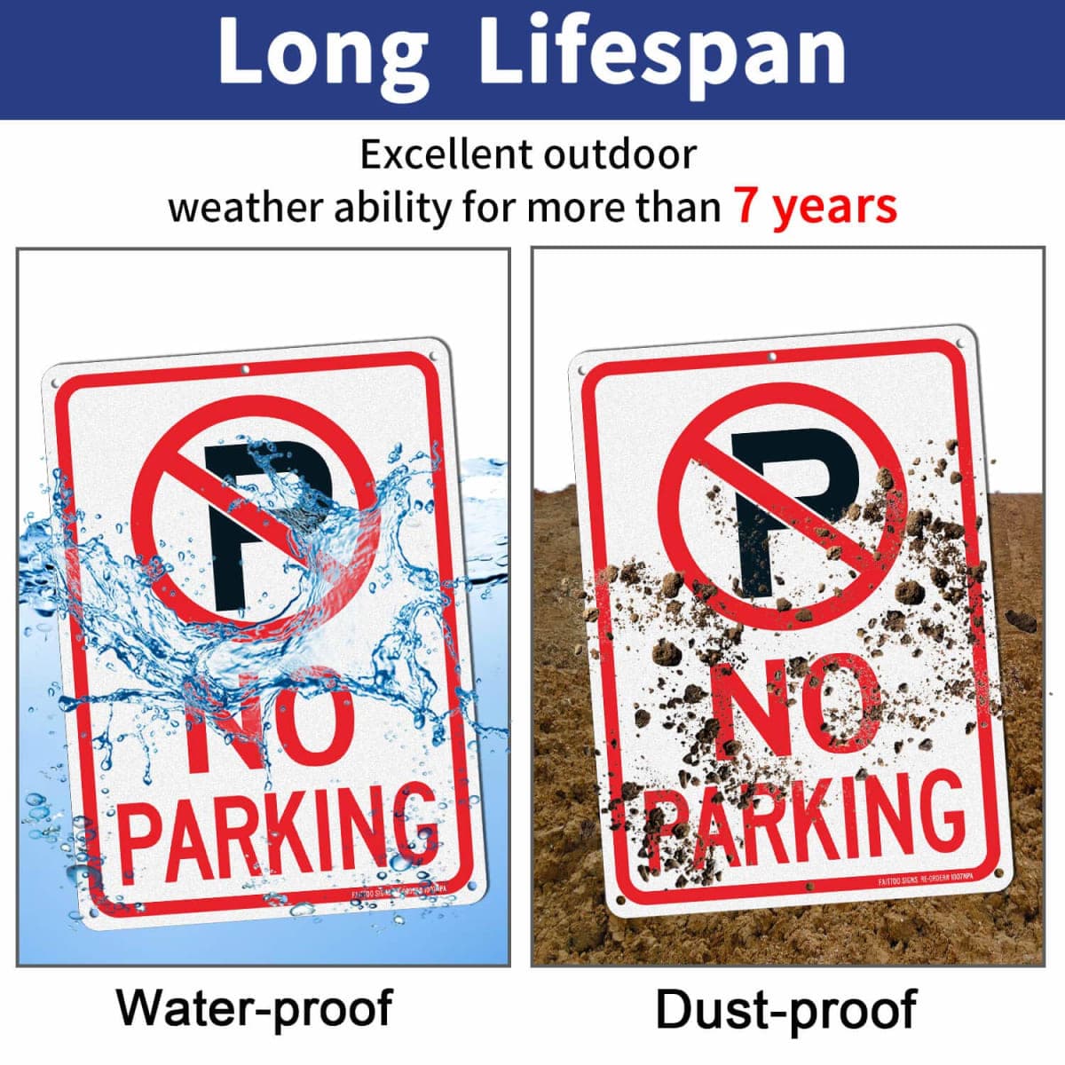 Faittoo No Parking Sign with Symbol Sign, 10 x 7 Inches Reflective .40 Rust Free Aluminum, UV Protected, Weather Resistant, Waterproof, Durable Ink, Easy to Mount, Indoor/Outdoor Use (2 pack) thumbnail 4