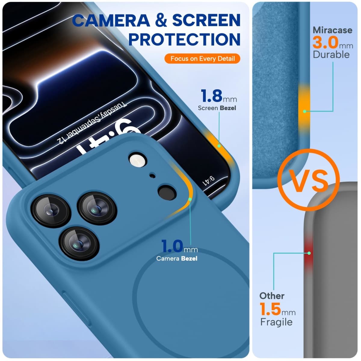 Miracase for iPhone 15 Case with Stand, Compatible with All MagSafe Accessories, Liquid Silicone Case Gel Rubber Shockproof Drop Protection Phone Case for iPhone 15 (Black Mag-Stand) thumbnail 3