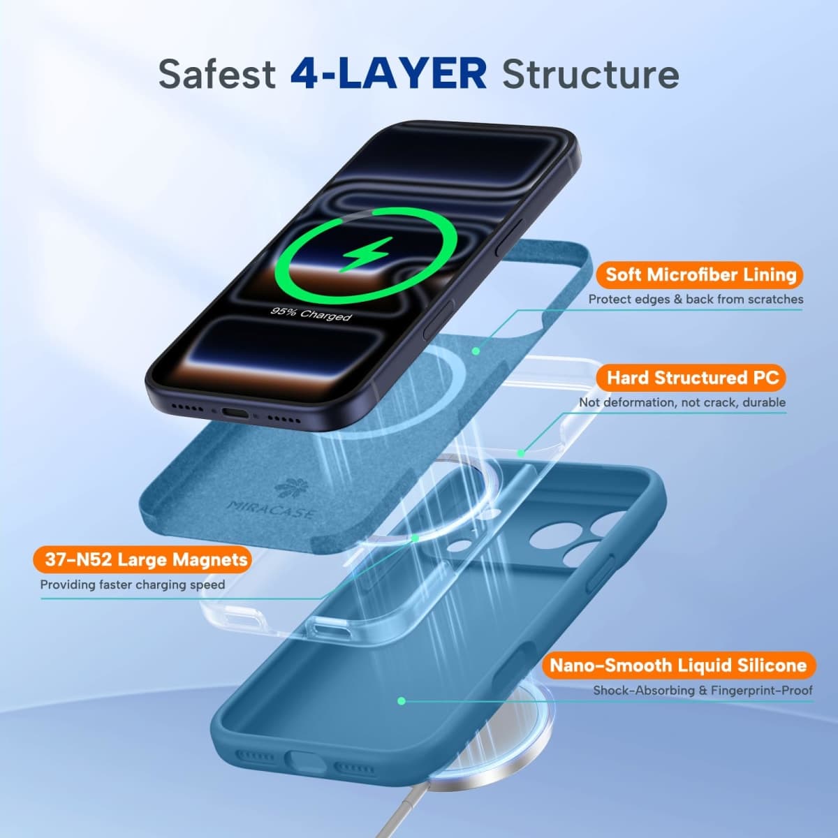 Miracase for iPhone 15 Case with Stand, Compatible with All MagSafe Accessories, Liquid Silicone Case Gel Rubber Shockproof Drop Protection Phone Case for iPhone 15 (Black Mag-Stand) thumbnail 5
