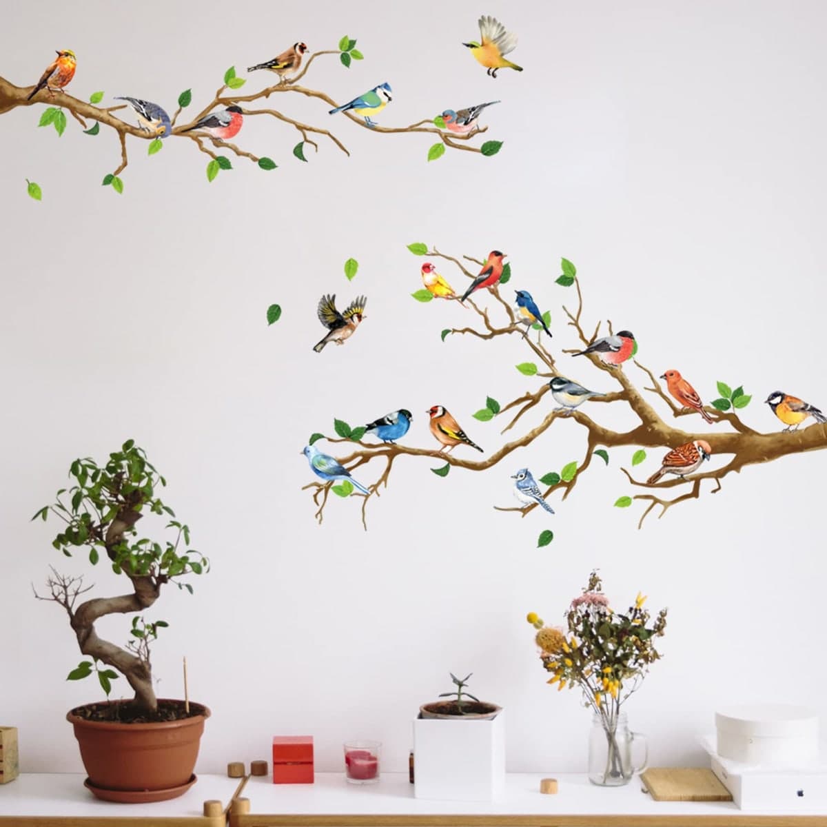Maydahui 4 Sheet Wall Decals Birds and Branches for Living Room Bedroom thumbnail 3