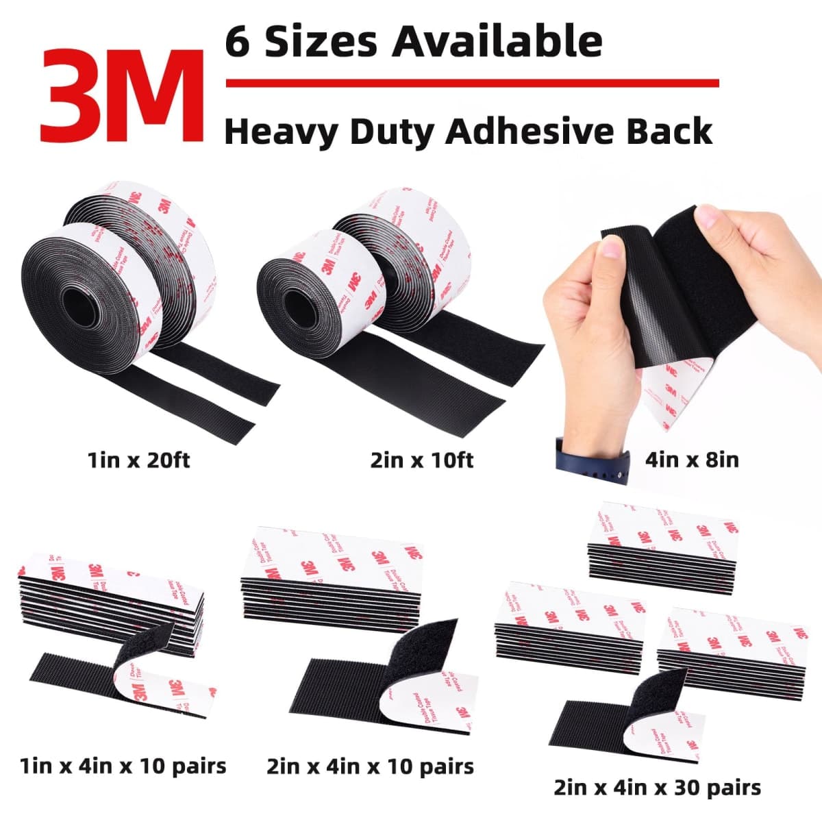 Hook and Loop Tape 2in x 10ft, Heavy Duty Adhesion Strip, Slef Adhesive Interlocking Tape, Back Adhesive Mounting Strips, Reclosable Sticky Back Interlocking Nylon Picture Hanging Strips thumbnail 2
