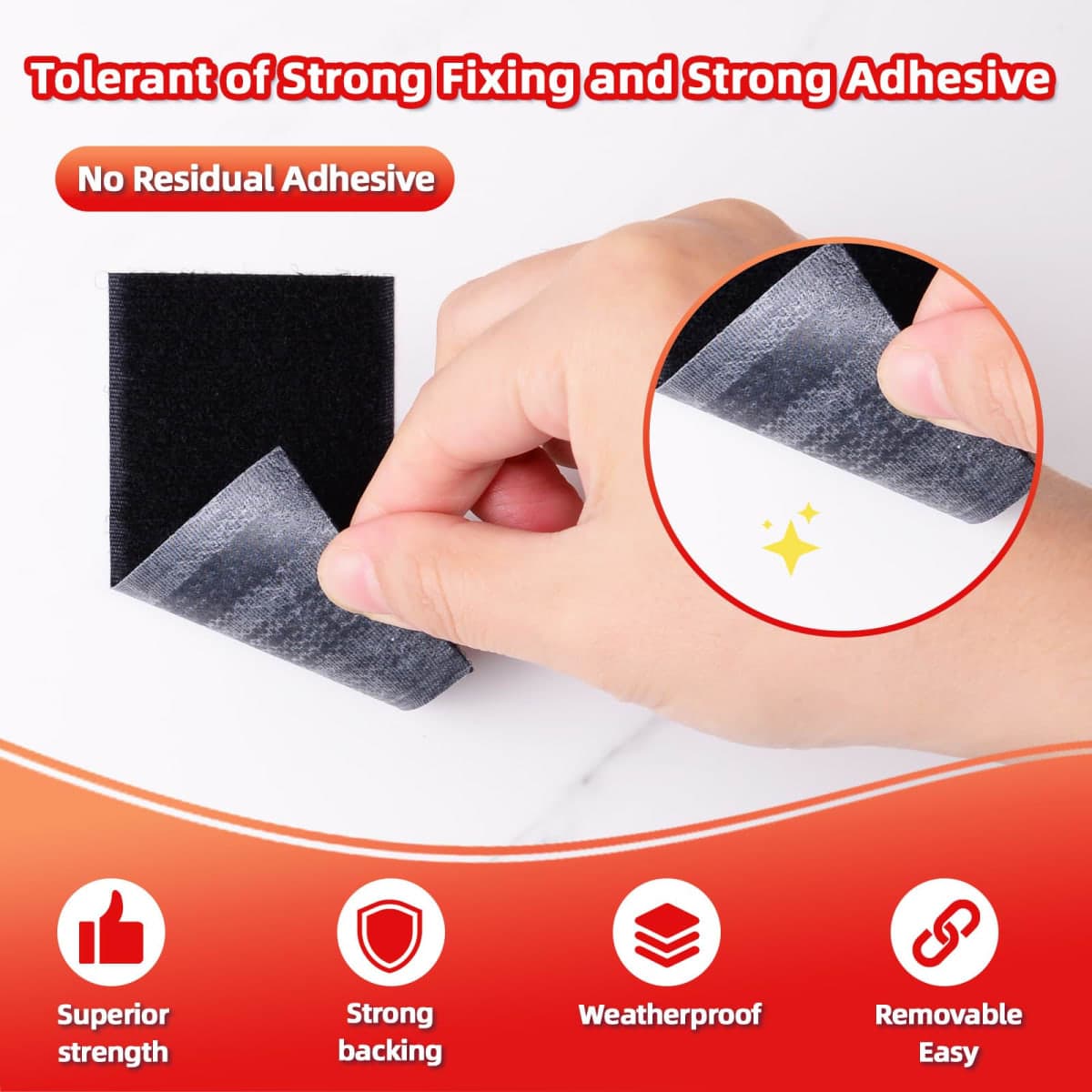 Hook and Loop Tape 2in x 10ft, Heavy Duty Adhesion Strip, Slef Adhesive Interlocking Tape, Back Adhesive Mounting Strips, Reclosable Sticky Back Interlocking Nylon Picture Hanging Strips thumbnail 4