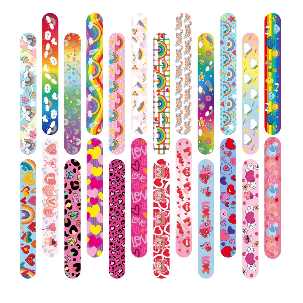 Slap Bracelets Party Favors 48Pcs Slap Bracelets Bulk Party Snap Bracelets Gifts for kids Butterflies,Space multi-themed School Classroom Prizes Exchange (A:Butterflies,Rainbows,Hearts,Desserts) thumbnail 2